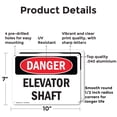 thumbnail image 2 of (2 Pack) Elevator Shaft OSHA Danger Sign 10 Inch X 7 Inch Indoor / Outdoor Rust-Free Aluminum Metal Signs for Workplace, Workshop, and Construction Site, Made in the USA, 2 of 8