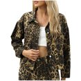 thumbnail image 2 of Wancir Women Leopard Denim Jackets Fashion Cropped Jacket Fall Clothes Button Down Jean Coats Long Sleeve Outerwear, 2 of 4