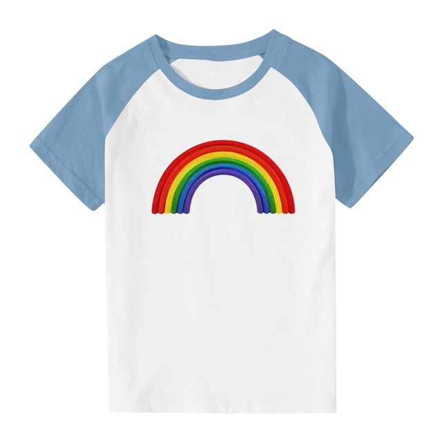 Zpanxa Girls Shirts Color Print Short Sleeve T Shirt Summer Oversized Crewneck Basic Tee With Polyester Spandex 9 Years