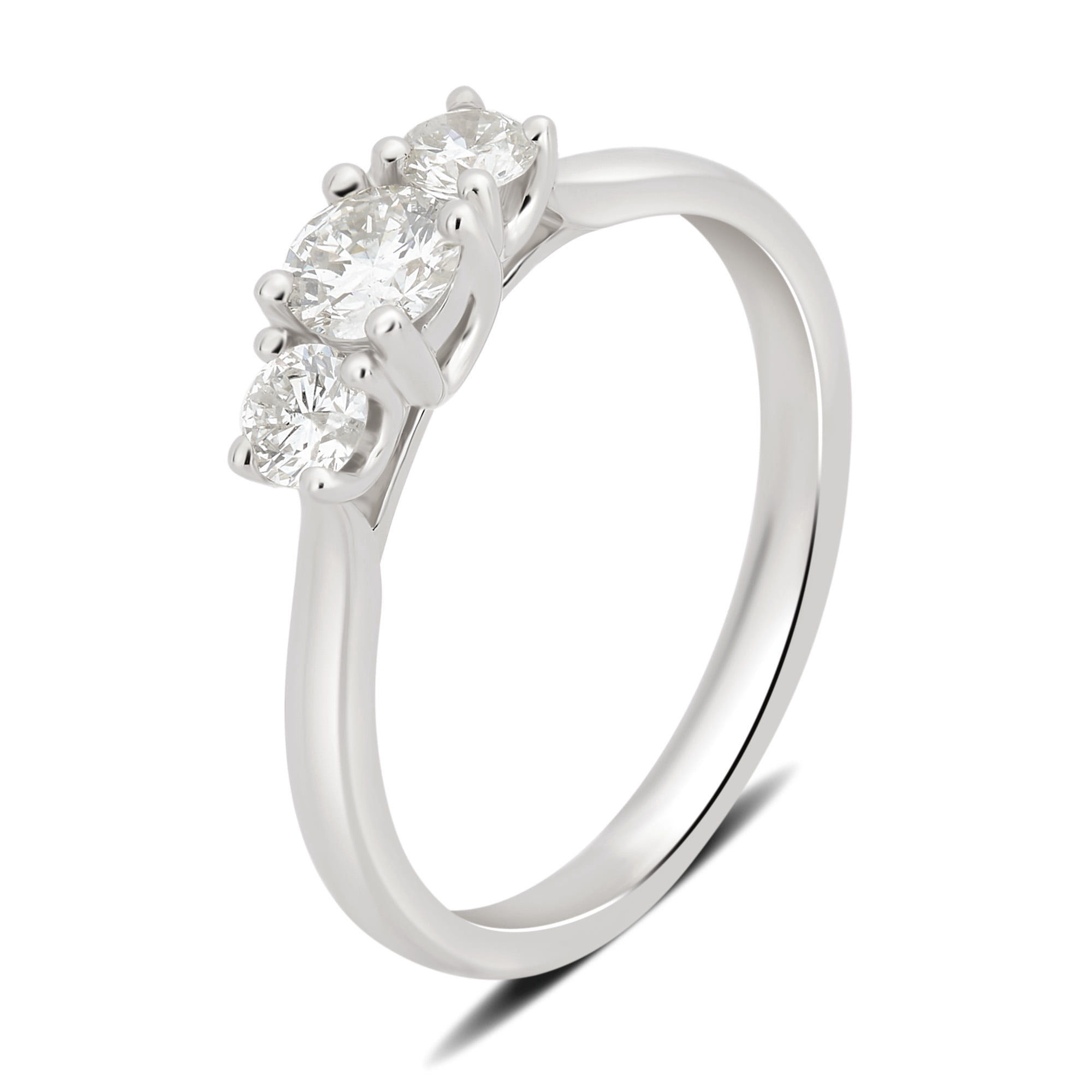 1.00 Carat T.W. Diamond 14K White Gold 3 Stone Engagement Ring