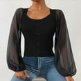 thumbnail image 2 of Vedolay Cropped Sweater Women's Long Sleeve Neck Loose Ribbed Knit Pullover Sweater,Black L, 2 of 5