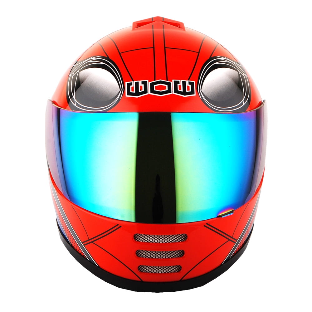 1Storm Youth Kids Motorcycle Full Face Helmet B15 Street Bike BMX MX Spider Red + MG Youth Glove Bundle