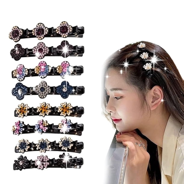 Pinzas para el cabello trenzadas con piedras de cristal brillantes, nuevas pinzas para el cabello trenzadas Simplicity 2024, pinzas para el cabello triples con diamantes de imitación, pinzas para el c