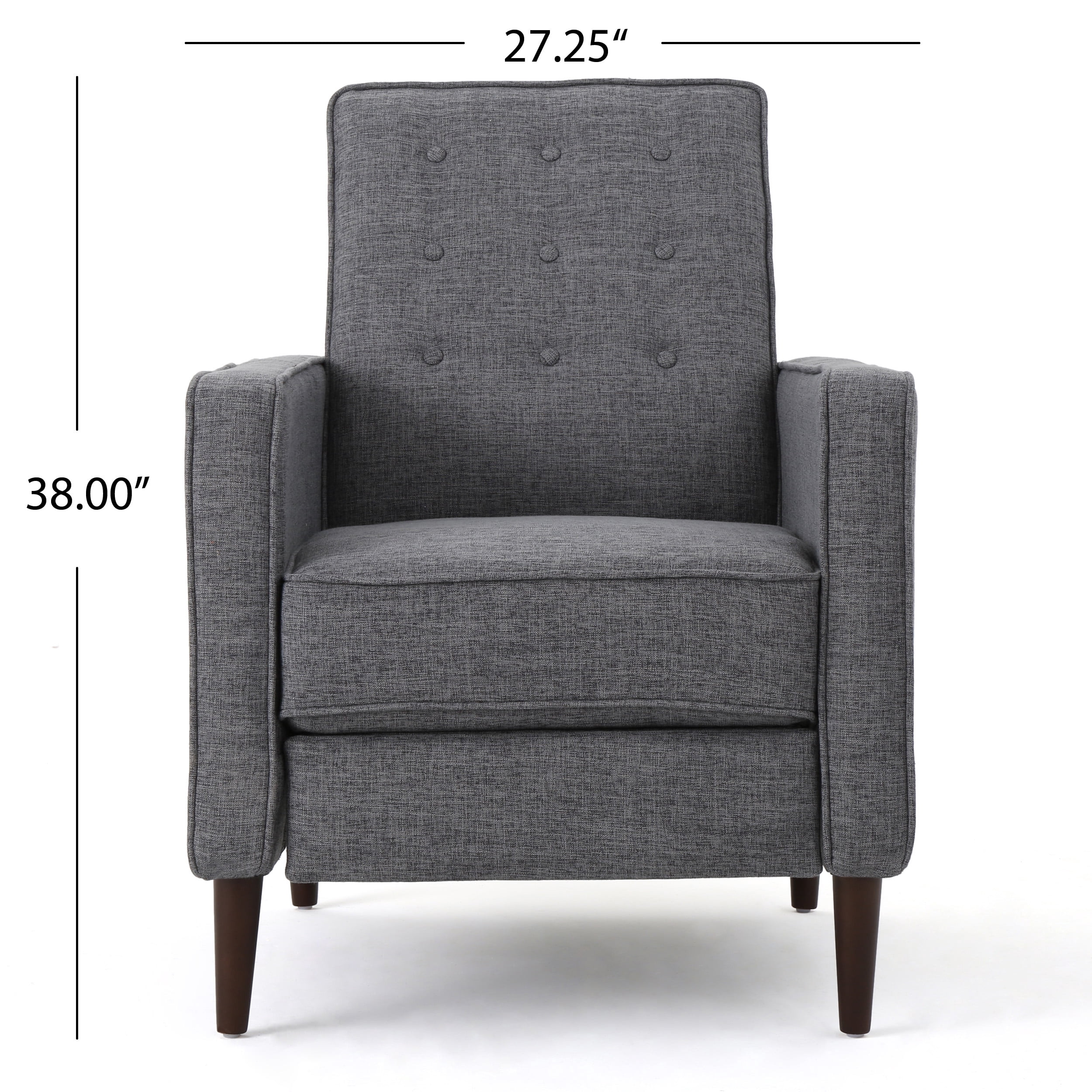 Noble House Logan Indoor Mid Century Modern Grey Fabric Recliner