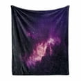 thumbnail image 1 of Outer Space Soft Flannel Fleece Throw Blanket, Stars in the Dark Night Sky Comet Constellation Deep Space Years Themed Image, Cozy Plush for Indoor and Outdoor Use, 50" x 60", Purple, by Ambesonne, 1 of 6