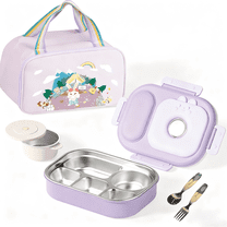 SYKIXIB 5-Compartment Stainless Steel Bento Box with Insulated Lunch Bag - Leakproof Microwave Safe Lunch Container Set, Includes Cutlery for Office,  Travel & Meal Prep