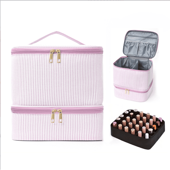Renyuanyuan Nail Polish Organizer Bag, Double-Layer, Portable, Travel-Friendly, Gift for Manicurist.