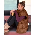 thumbnail image 4 of Chaleco Acolchado Extragrande de Invierno para Mujer, Ligero, con Cuello Alto, Sin Mangas, Acolchado y Bolsillos. Marrón Oscuro XL, 4 of 10