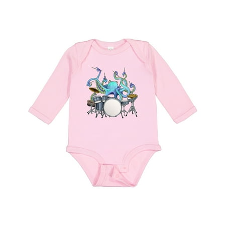 

Inktastic Cute Blue Octopus Drumming Boys or Girls Long Sleeve Baby Bodysuit