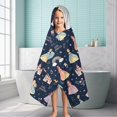thumbnail image 6 of Dark Blue Little Princess Pattern Hooded Bath Towel，60"x35" for Ages 3 To 12 Kids, Quick Dry Lightweight Soft Microfiber Hood Beach Towel Cover Up for Kids, 6 of 7