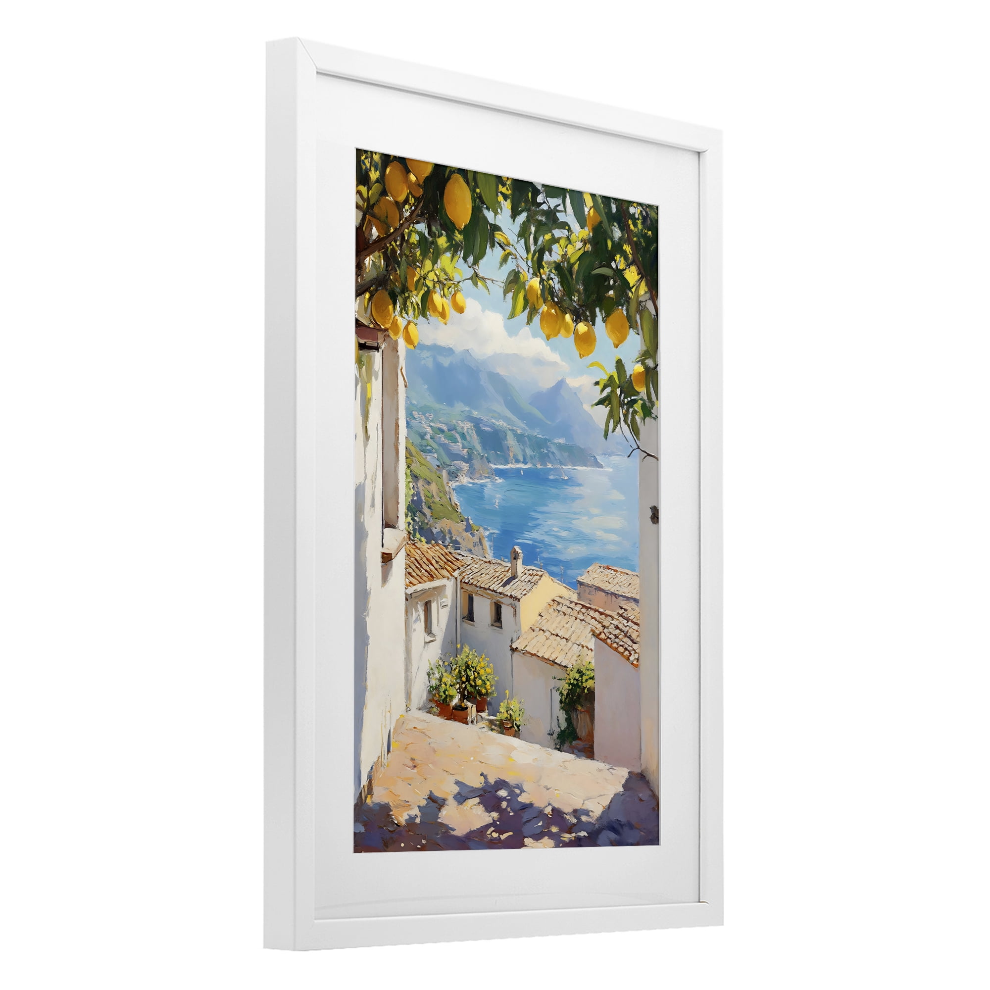 Stupell Industries Amalfi Coast Lemon Overhang White Framed Print Under Glass, design by LSR Design Studio