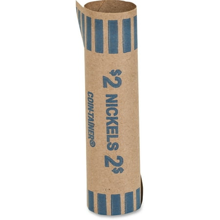Tubular Coin - Coin-Tainer Preformed Tubular Coin Wrappers, Nickels, $2, 1000 Wrappers/Box