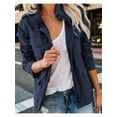 thumbnail image 5 of Women Anorak Jackets Zip Up Snap Buttons Parka Utility Coats Outwear with Pocket Deep Blue L, 5 of 7