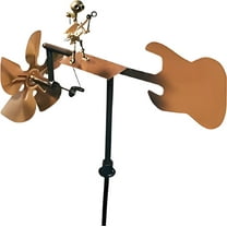 Garden Rock Band Windmill, Handmade Metal Music Figurines and Statues, Wind Spinners for Yard, Lawn, Patio Decor, Guitar and Drummer Outdoor Decoration (Metal Guitar Windmill)