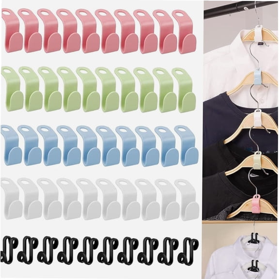 50 Pcs Hanger Hooks,Clothes Hanger Connector Hooks, Mini Plastic Closet Hanger Organize, for Space Saving Hanger Extender Clips Used in Closet Organizer