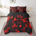 thumbnail image 2 of Homewish Geometric Plaid Bedding Comforter Set 7pcs for Adults Boys Girls,Building Blocks Queen Bedding Sets Super Cozy,Abstract Grid Checkered Queen Sheet Sets,Super Cozy Room Decor,Reversible, 2 of 8