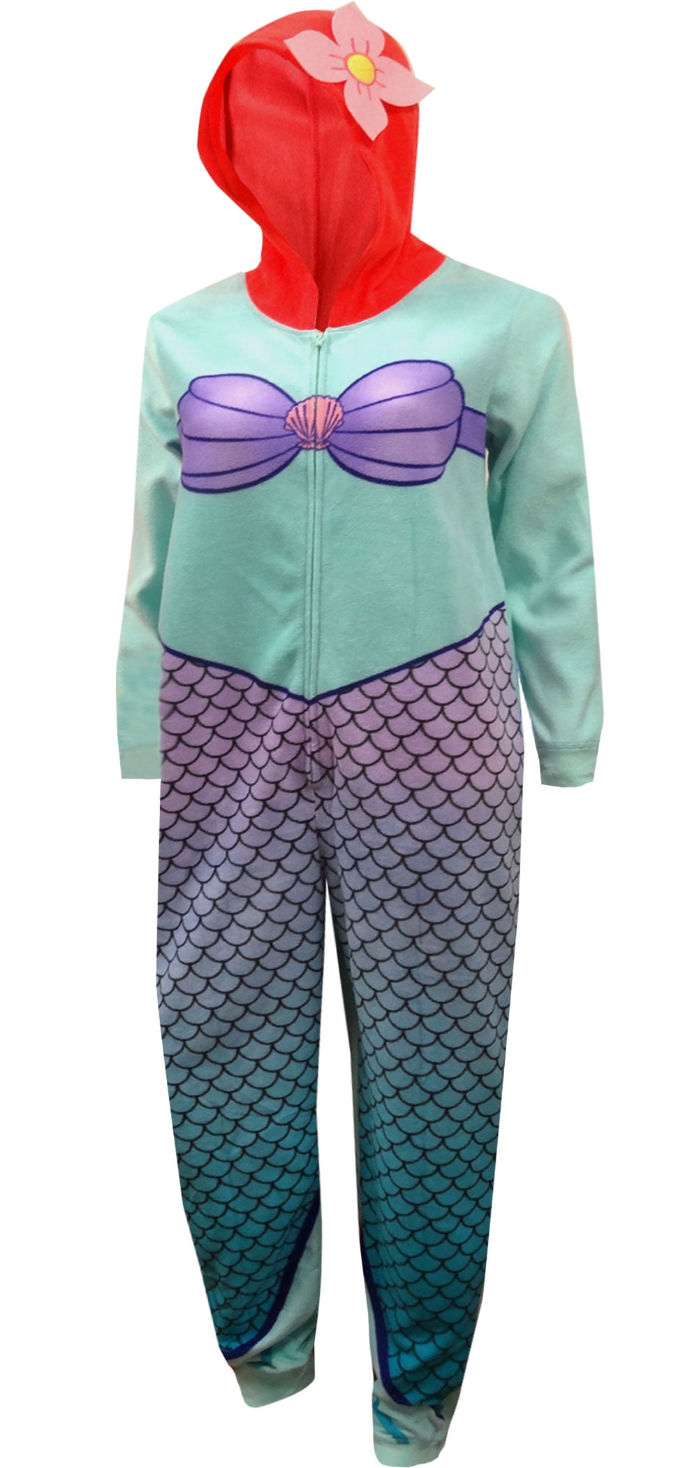 Disney Ariel The Little Mermaid Girls Footed Blanket Sleeper Pajama Size 5T