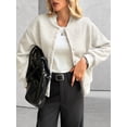 thumbnail image 5 of Womens Short Faux Fur Shearling Jacket Fall Winter Full Zip with Pockets Coats with Pocket Cream White S, 5 of 7