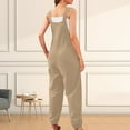 thumbnail image 4 of LEKODE Women Travel Friendly Bib Overalls, Loose Fit Jogger Style Pocketed Jumpsuit for Daily Outdoor Activities womens vacation outfits Khaki M, 4 of 7