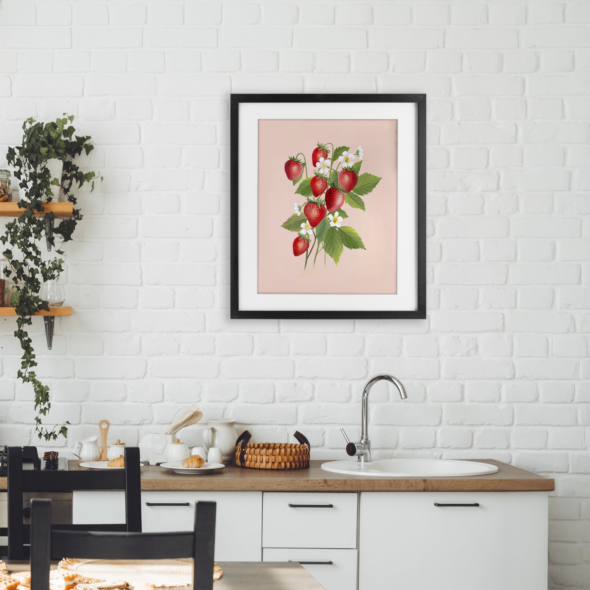 Stupell Industries Cottage Garden Strawberries Black Framed Print Under Glass, design by Diane Neukirch