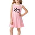 thumbnail image 2 of FRSASU Girl's Sleeveless Summer Tank Dress Crew Neck Casual Solid Color Heart Applique Summer Beach Sundress Pink, 2 of 6