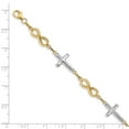 thumbnail image 3 of Real 14kt With Rhodium Polished Cross Infinity Symbol Link Chain Bracelet; 7.25 inch; for Adults and Teens; for Women and Men, 3 of 3