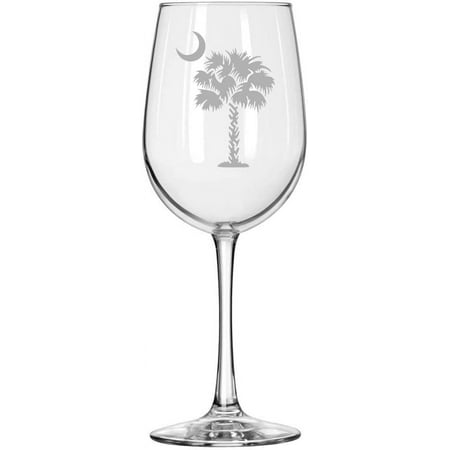 

Wine Glass for Red or White Wine Palmetto Tree South Palm Moon (16 oz Tall Stemmed)