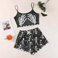 thumbnail image 2 of Bjutir Womens Halloween Pajamas Set Sleeveless Vest Shorts Set Casual Halloween Print Comfortable Sleepwear Set Dark Gray, 2 of 5