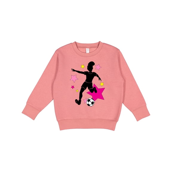 Inktastic Girl Playing Soccer Pink and Yellow Stars Toddler Sweatshirt