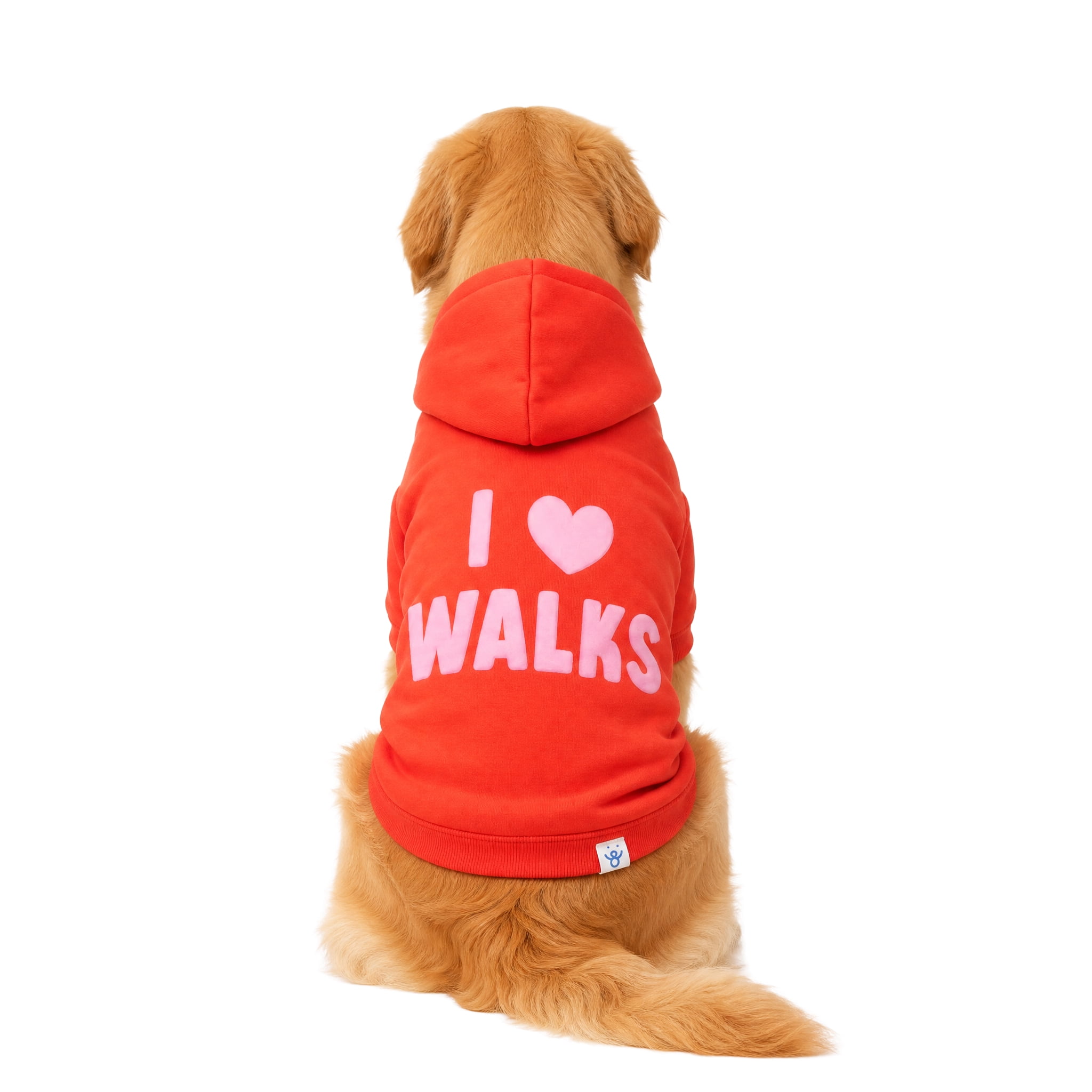 Oodles I Heart Walks Fall Dog Hoodie, Red, XL