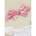 thumbnail image 6 of Suealasg Baby Girl 3Pcs Summer Clothes Set Fly Sleeve Flower Print Romper Ruffled Shorts Headband 3 6 12 18 Months Infant Girl Cutes Outfits, 6 of 7