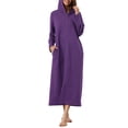 thumbnail image 2 of INSPIRE CHIC Bata de Noche con Cremallera para Mujeres, Bata Larga de Casa, Sudadera con Capucha de Manga Larga, Ropa de Estar en Casa con Bolsillos, Talla S, Púrpura Profundo, 2 of 6