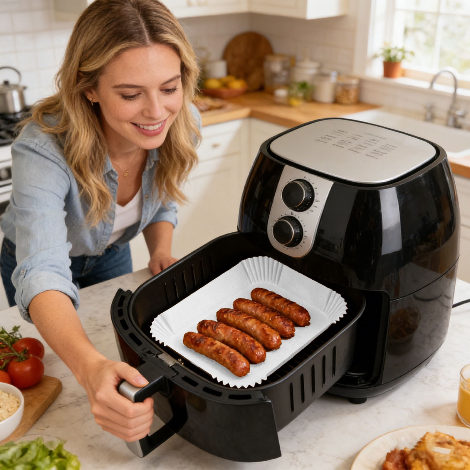 Ailezt Air Fryer Parchment Paper Sheets Non Stick Cooking Liners For Meals And Easy
