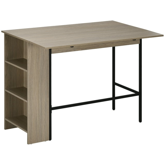 HOMCOM Extendable Bar Table, Counter Height Table, Light Grey