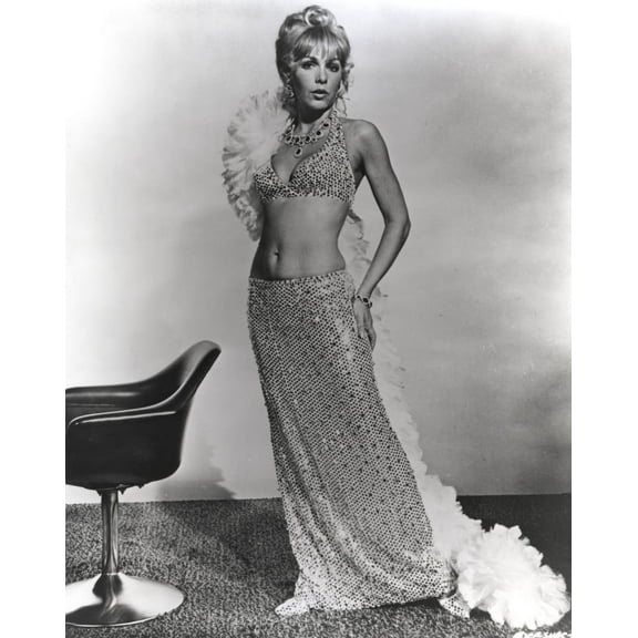 Stella Stevens Posed in Sexy Glitter Dress in Black and White Photo Print (24 x 30)