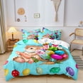 thumbnail image 4 of Wooowa Easter Cartoon Bunny Egg Bedding Set, 3Pcs Soft Fabric Duvet Cover 2 Pillowcases, Festive Printed Bedroom Bedding, Easter Home Indoor Holiday Textile Decoration, 4 of 6