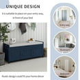 thumbnail image 6 of Shoe Bench with Lift Top Storage and 3 Shutter-shaped Doors, Entryway Storage Bench with Removable Cushion, Wooden Shoe Cabinet Bench with Hidden Storage Space for Living Room, Bedroom, Hallway, Navy, 6 of 9