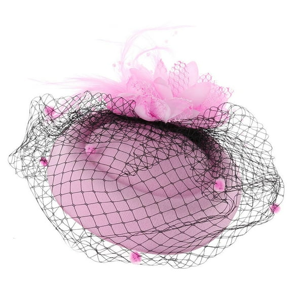 YongCo Fascinators Hats Solid Color Furry Flower Pillbox Hat Party Headwear Cap with Veils for Girls and Women