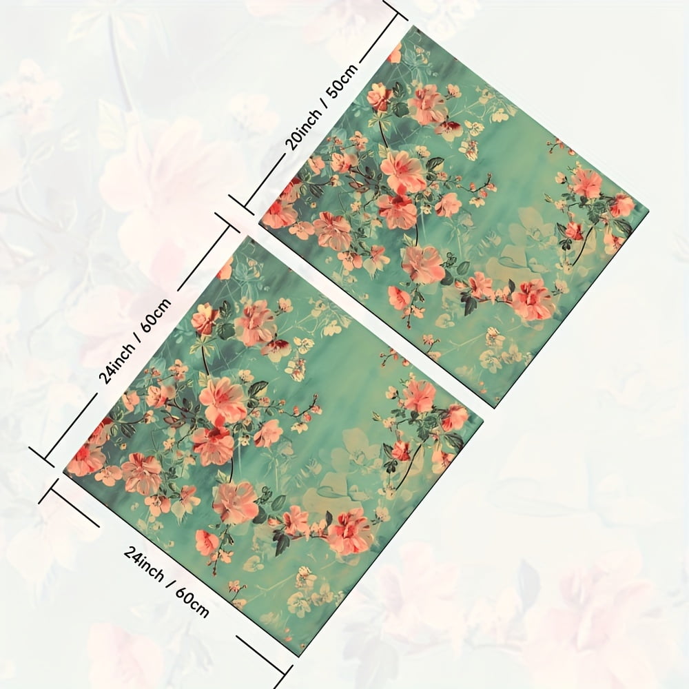 1pc, Dish Drying Pad, Vintage Floral Pattern Washing Machine Cover Mat, Countertop Absorbent Pad, Washstand Drain Mat, Soft Faucet Absorbent Mat, Kitchen Accessories, Bathroom Accessories