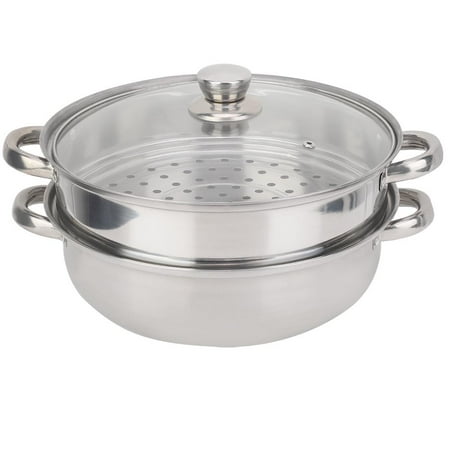 LYUMO Stainless Steel Cookware 27cm/11in 2-Layer Steamer Pot Cooker Double Boiler Soup Steaming Pot, 2-Layer Steamer Pot,Steamer Pot