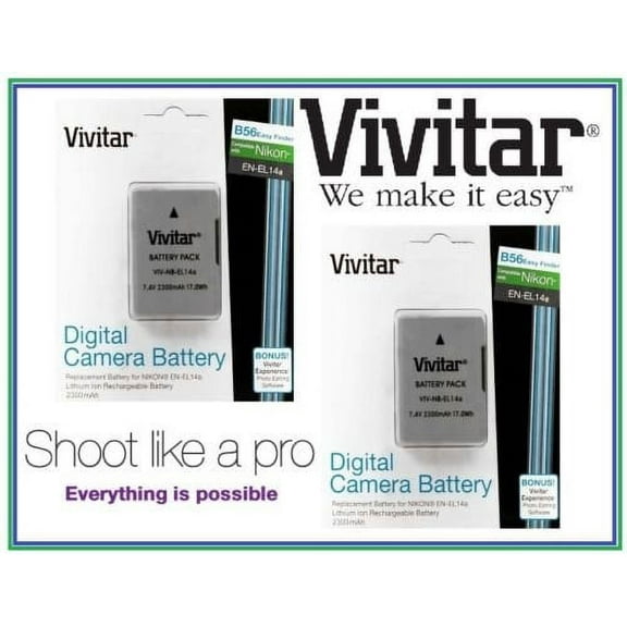 2-Pc Super Duty 2300mAh EN-EL14a Li-Ion Battery for Nikon