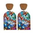 thumbnail image 1 of Dsscvnef Border Mother's Day Mom Gift Translucent Glass Texture Colorful Floral Art Retro Ethnic Style Earrings, 1 of 6