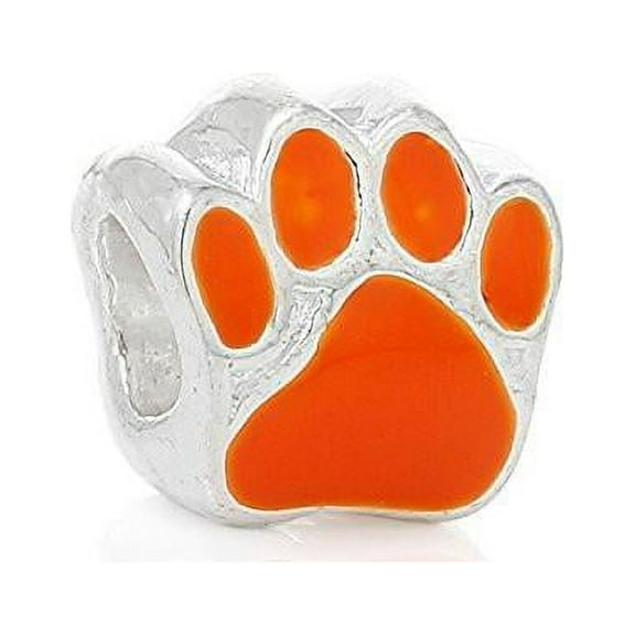 Orange Bear Paw Charm Bead