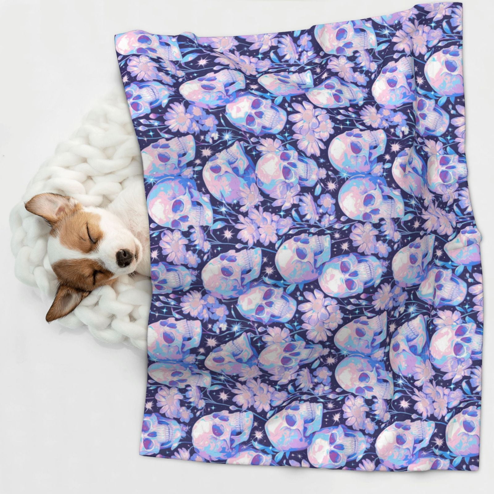 Naloa Skull star crystal Dog Blanket, 3 Sizes Cat Blanket for Indoor Cats Large Medium Small Dog Gifts-Large
