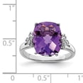 thumbnail image 2 of Primal Silver Sterling Silver Rhodium Checker-Cut Amethyst and Diamond Ring, 2 of 4