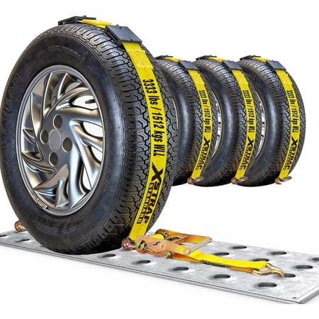 XSTRAP STANDARD Autohauler Car Tie Down Heavy Duty Vehicle Tie Down Kit - 10 000 lb Break Strength - (4) 2 x 11 Ratchet Straps with Rubber Blocks & J-Hooks - Ideal for Car Truck UTV Transport