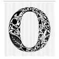 thumbnail image 3 of Ambesonne Letter O Shower Curtain, Classic Leaves Flora, 69"Wx70"L, Black White, 3 of 3