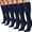 Navy Blue, variant on Womens Trouser Socks, 6 Pairs Silky Knee High Nylon Dress Socks, Opaque Stretchy