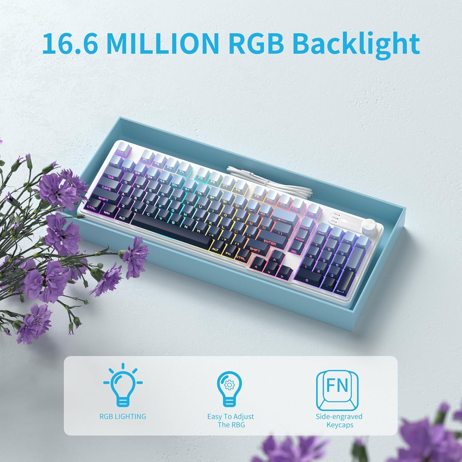 MageGee Keyboard GK960 98 Keys 95% Layout Keyboards, Type-C Connected Keyboard, Side Engraved ABS Keycaps, for PC/Loptop/MAC