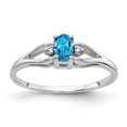 thumbnail image 4 of 14K White Gold 5X3mm Oval Blue Topaz AA Diamond Ring Size 6, 4 of 5
